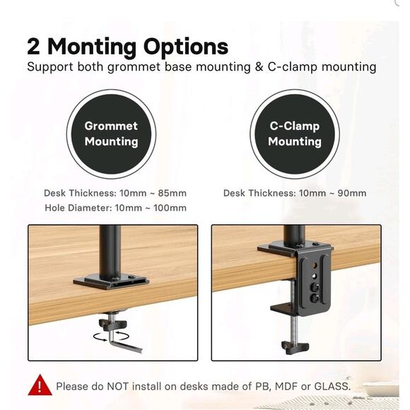 Redbat Monitor and Laptop Mount Stand, Fully Adjustable Monitor Arm - Picture 7 of 8